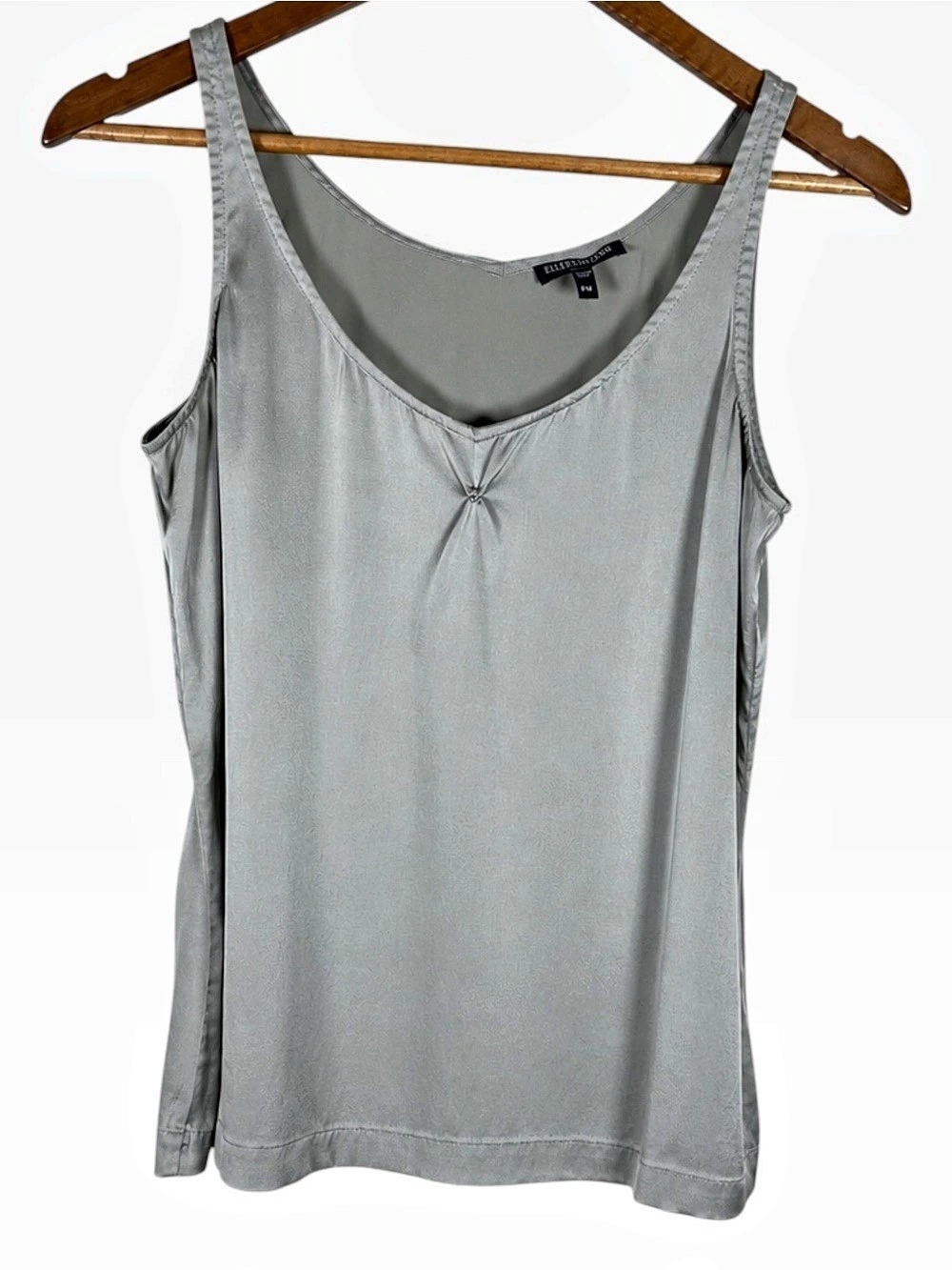 Eileen Fisher Womens Silk Tank Top Petite Medium Silver Stretch Quiet Luxury